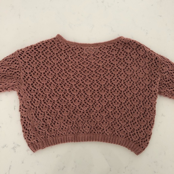 Jessica Simpson Boho Crochet Knit Sweater, Blush/Nutmeg, Woman’s X-Small - Picture 5 of 12